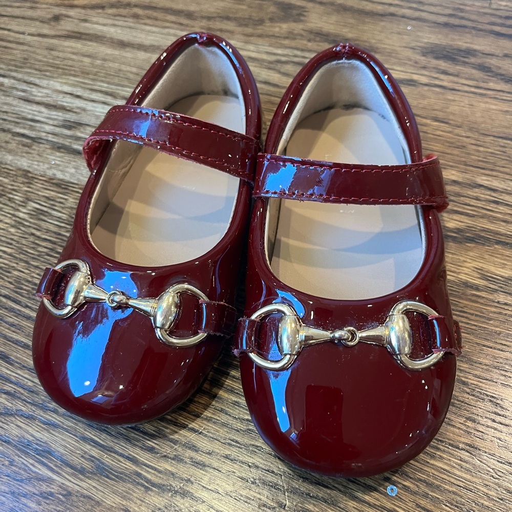 Gucci Burgundy Kids Dress Shoes with Horsebit Buckles